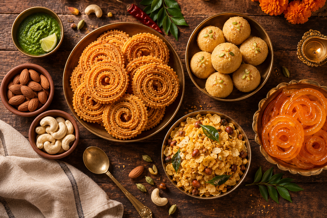 FlourWorks Diwali Combo – Chakli Bhajani Premix & Laddoo Besan (500g Each)