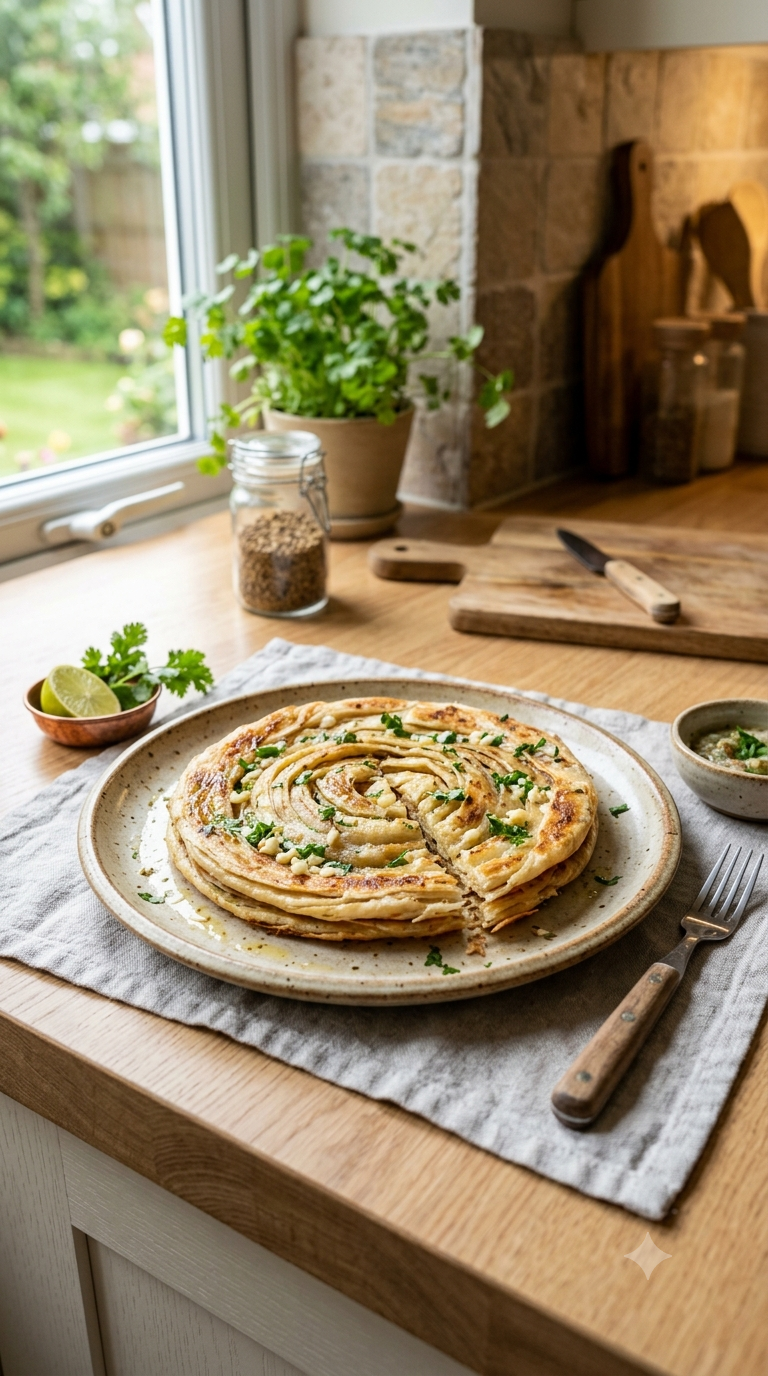 Garlic and Ghee Laccha Paratha