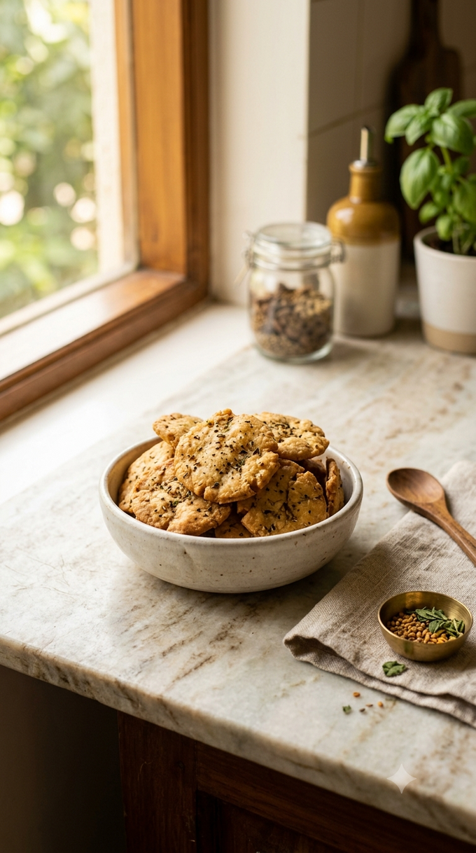 Crispy Baked Methi Mathri